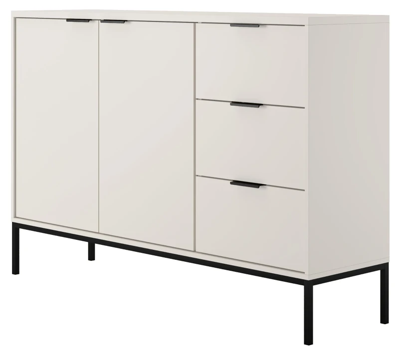 Komoda Austin 150 cm z 3 szufladami do salonu biały/czarny