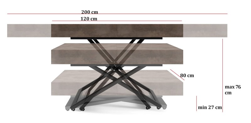 Ławostół rozkładany Sonic X 120-200 cm do salonu