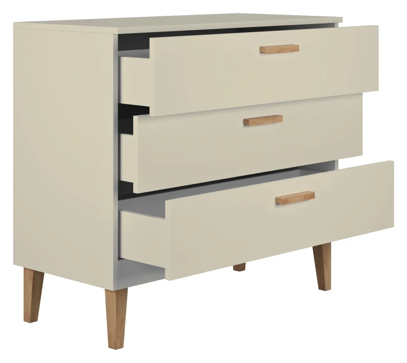 Komoda 3 szuflady KUBI 100 cm do pokoju dziecięcego i młodzieżowego kaszmirowa