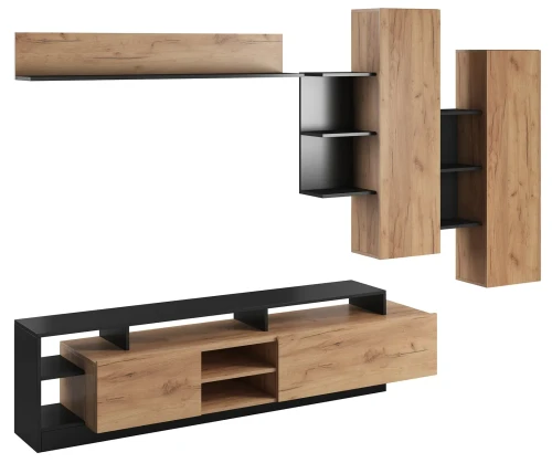 Meblościanka Alva nowoczesna dąb craft + antracyt