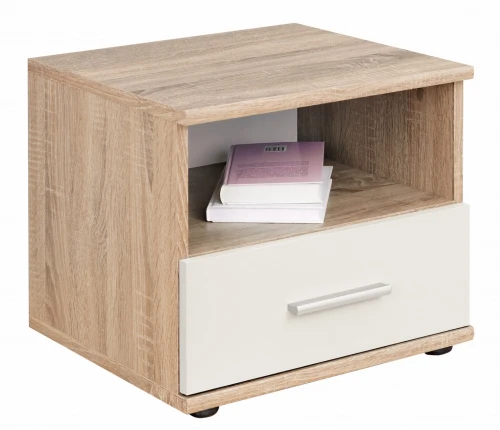 Szafka nocna Dino 45 cm z szufladą do pokoju młodzieżowego dąb sonoma/biały mat