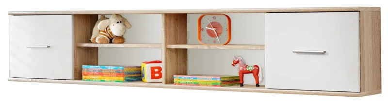 Szafka wisząca Dino 204 cm z półkami do pokoju młodzieżowego dąb sonoma/biały mat