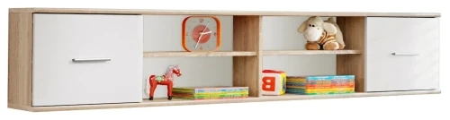 Szafka wisząca Dino 204 cm z półkami do pokoju młodzieżowego dąb sonoma/biały mat