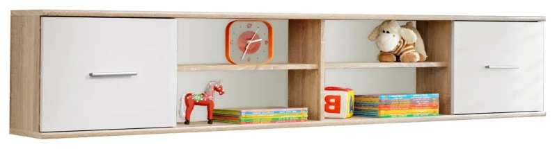 Szafka wisząca Dino 204 cm z półkami do pokoju młodzieżowego dąb sonoma/biały mat