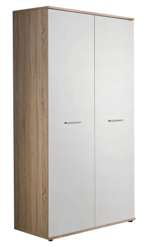 Szafa dwudrzwiowa Dino I 90 cm z drążkiem biały mat/dąb sonoma