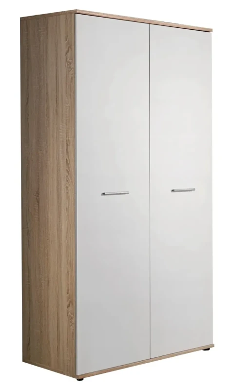 Szafa dwudrzwiowa Dino I 90 cm z drążkiem biały mat/dąb sonoma