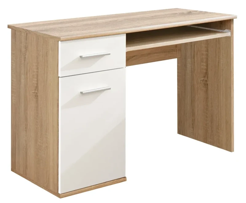 Biurko młodzieżowe Dino 104x76 cm z szufladą dąb sonoma/biały mat