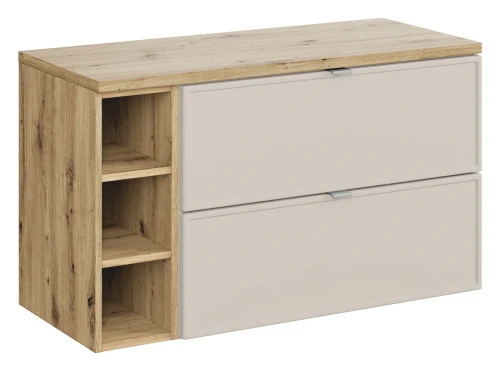 Zestaw mebli łazienkowych Bella Cashmere szafka z regałem i blatem 100 cm dąb artisan