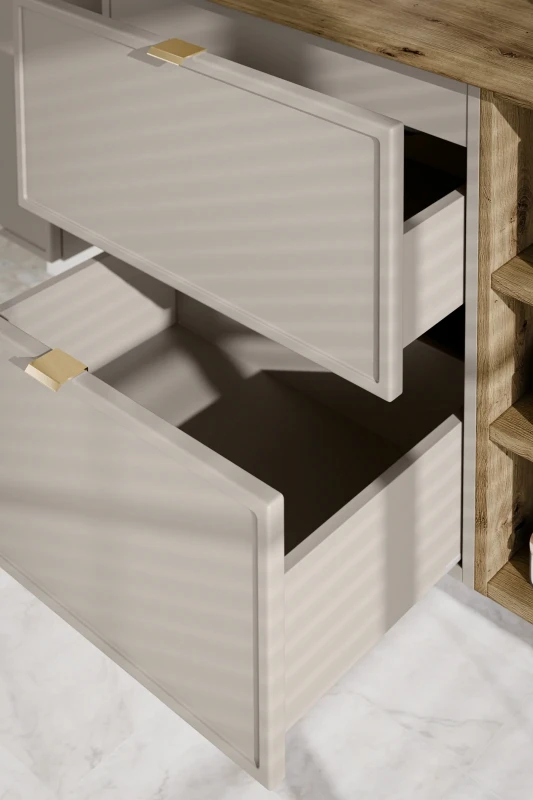 Zestaw mebli łazienkowych Bella Cashmere szafka 80 cm z umywalką meblową Fly