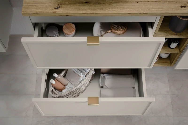 Zestaw mebli łazienkowych Bella Cashmere szafka 80 cm z umywalką meblową Fly