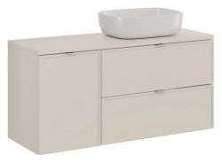 Zestaw mebli łazienkowych Bella Cashmere z umywalką nablatową Smile i blatem 120 cm - 4 elementy