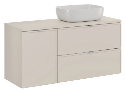 Zestaw mebli łazienkowych Bella Cashmere z umywalką nablatową Smile i blatem 120 cm - 4 elementy