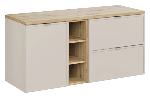 Zestaw mebli łazienkowych Bella Cashmere z blatem 120 cm dąb artisan - 4 elementy