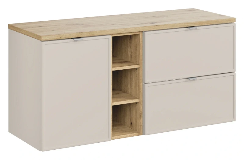 Zestaw mebli łazienkowych Bella Cashmere z blatem 120 cm dąb artisan - 4 elementy