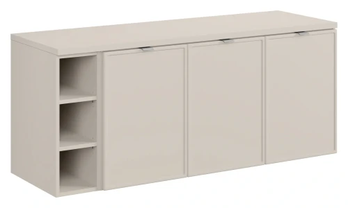 Zestaw mebli łazienkowych Bella Cashmere trzydrzwiowa szafka z regałem i blatem 140 cm