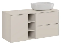 Zestaw mebli łazienkowych Bella Cashmere z umywalką nablatową Smile i blatem 120 cm - 5 elementów
