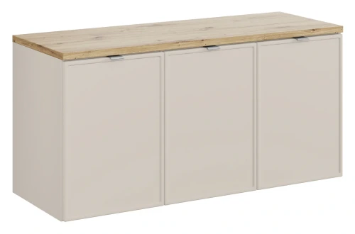 Zestaw mebli łazienkowych Bella Cashmere trzydrzwiowa szafka z blatem 120 cm dąb artisan