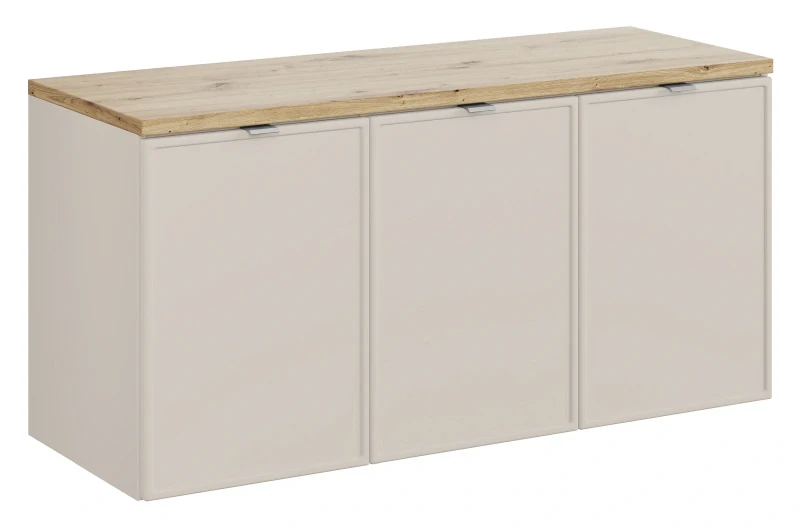 Zestaw mebli łazienkowych Bella Cashmere trzydrzwiowa szafka z blatem 120 cm dąb artisan