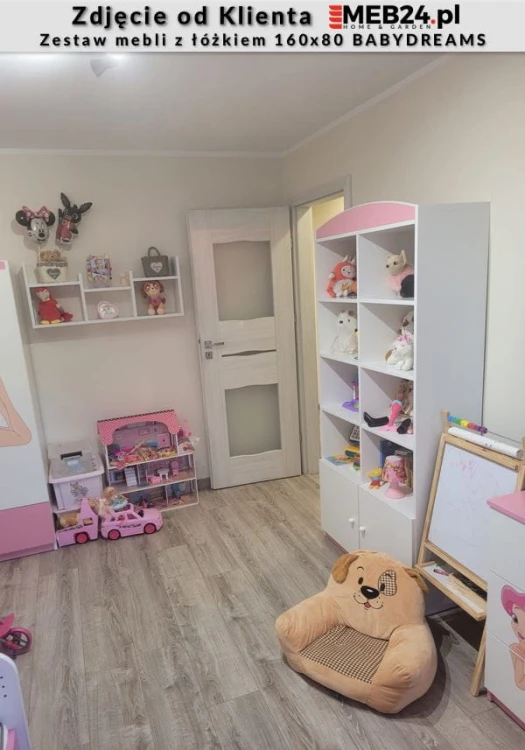 Zestaw mebli dziecięcych dla dziewczynki z łóżkiem 160x80 BABYDREAMS - zdjęcie od klienta
