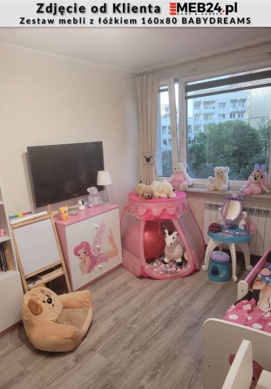 Zestaw mebli dziecięcych dla dziewczynki z łóżkiem 160x80 BABYDREAMS - zdjęcie od klienta