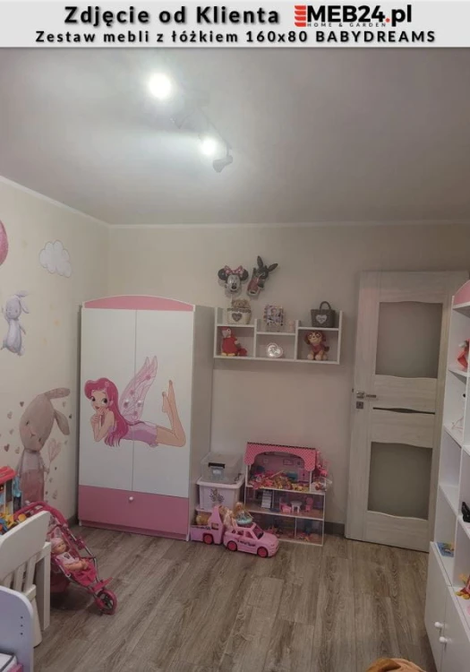 Zestaw mebli dziecięcych dla dziewczynki z łóżkiem 160x80 BABYDREAMS - zdjęcie od klienta
