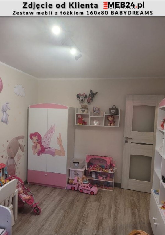 Zestaw mebli dziecięcych dla dziewczynki z łóżkiem 160x80 BABYDREAMS - zdjęcie od klienta