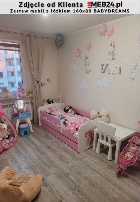 Zestaw mebli dziecięcych dla dziewczynki z łóżkiem 160x80 BABYDREAMS - zdjęcie od klienta