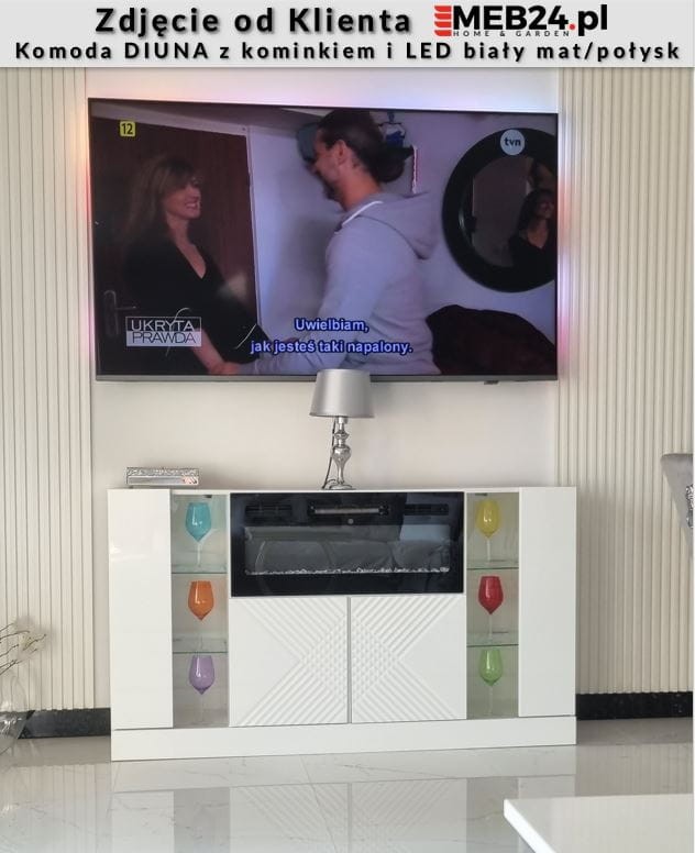 Komoda DIUNA 02 z kominkiem i LED 160 cm biały mat/połysk - zdjęcie od klienta