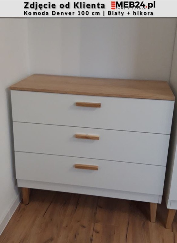 Komoda Denver 100 cm | Biały + hikora - zdjęcie od klienta