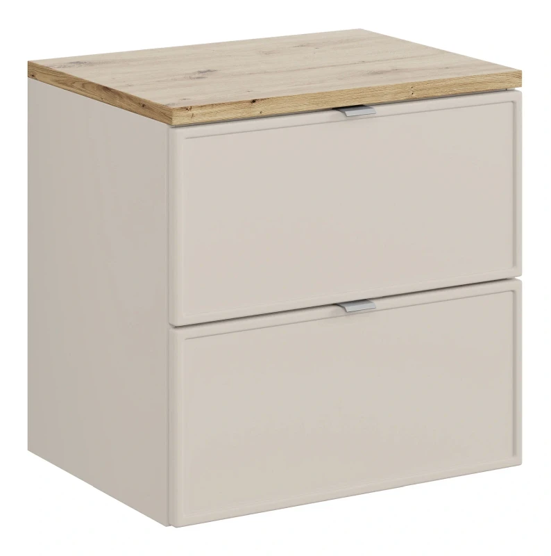 Zestaw mebli łazienkowych Bella Cashmere szafka 2 szuflady z blatem 60 cm dąb artisan