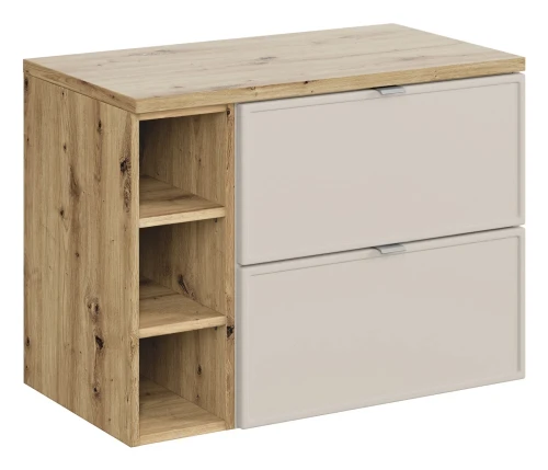 Zestaw mebli łazienkowych Bella Cashmere szafka z regałem i blatem 80 cm dąb artisan