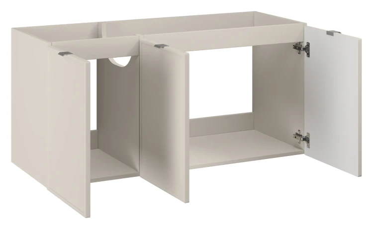 Zestaw mebli łazienkowych Bella Cashmere z dwoma umywalkami Simple i blatem 140 cm - 6 elementów