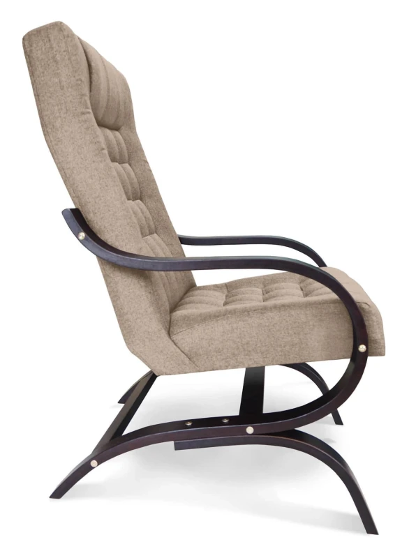 Fotel tapicerowany Finka Sisu pikowany na bukowym stelażu do salonu - beżowy Sawana 17