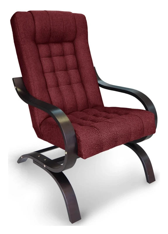 Fotel tapicerowany Finka Sisu pikowany na bukowym stelażu do salonu - bordowy Malmo 63