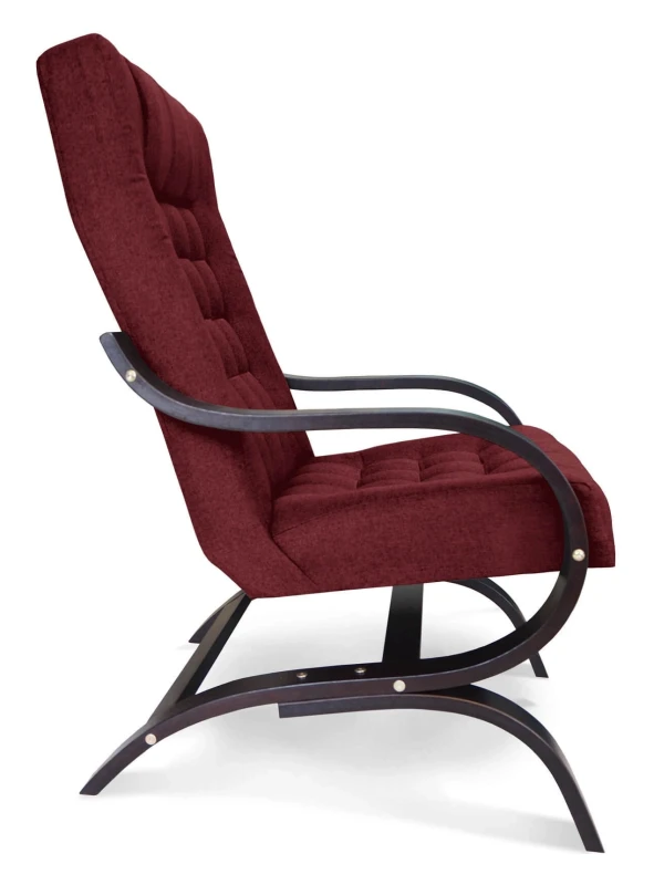 Fotel tapicerowany Finka Sisu pikowany na bukowym stelażu do salonu - bordowy Malmo 63