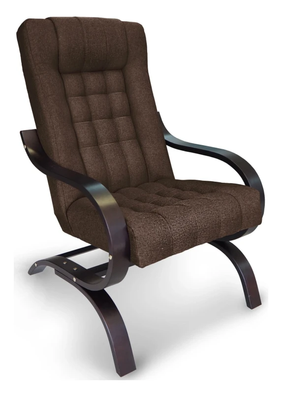 Fotel tapicerowany Finka Sisu pikowany na bukowym stelażu do salonu - brązowy Malmo 26