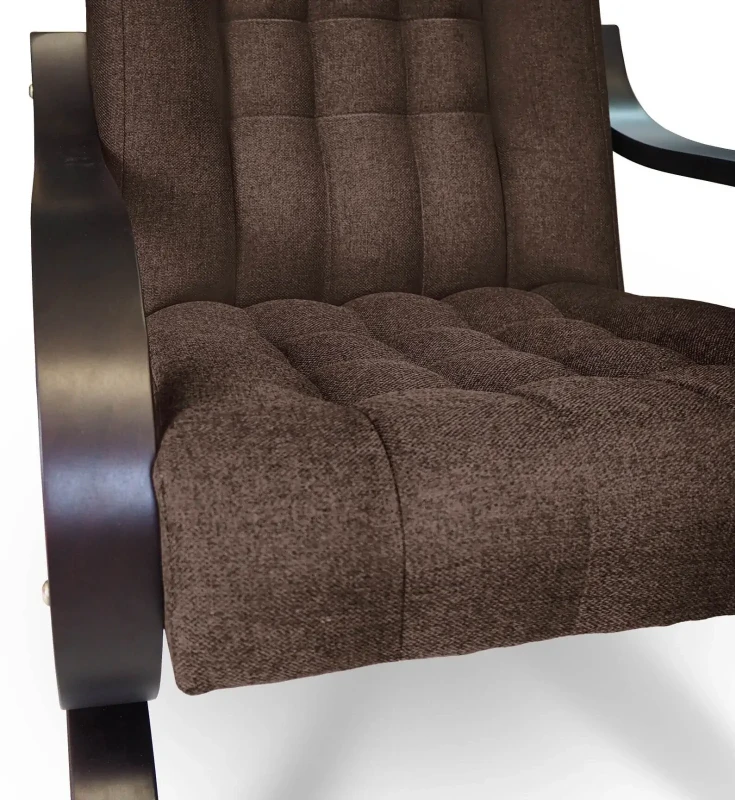 Fotel tapicerowany Finka Sisu pikowany na bukowym stelażu do salonu - brązowy Malmo 26