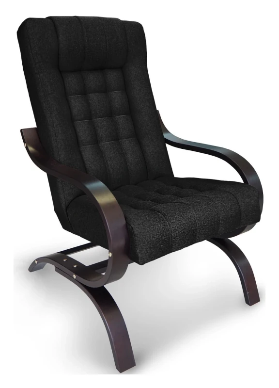 Fotel tapicerowany Finka Sisu pikowany na bukowym stelażu do salonu - czarny Sawana 14