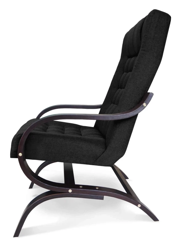 Fotel tapicerowany Finka Sisu pikowany na bukowym stelażu do salonu - czarny Sawana 14