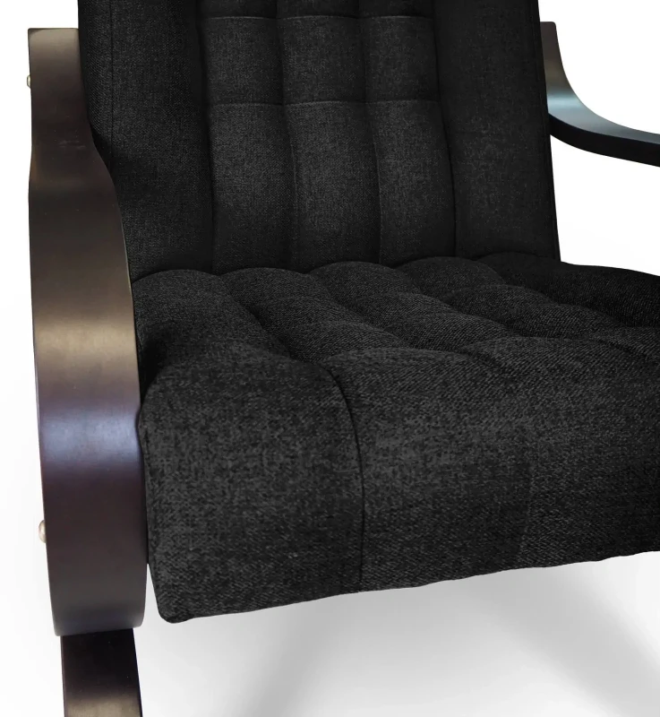 Fotel tapicerowany Finka Sisu pikowany na bukowym stelażu do salonu - czarny Sawana 14