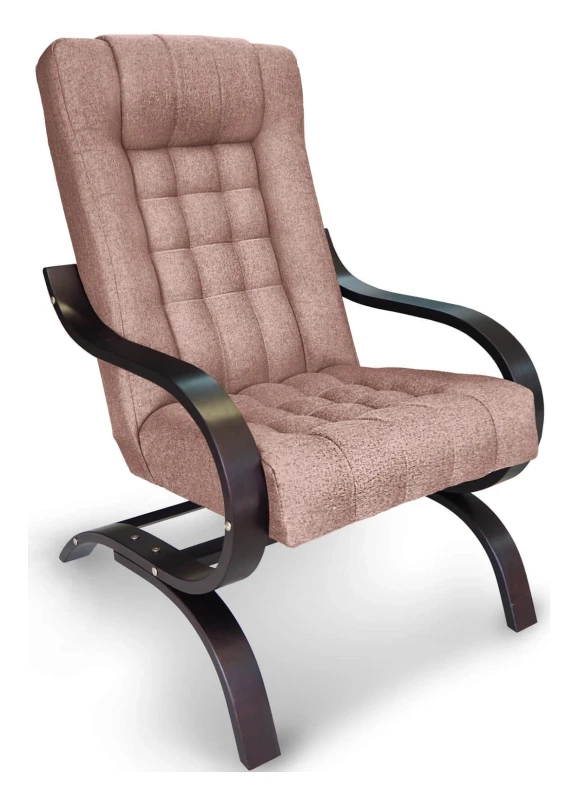 Fotel tapicerowany Finka Sisu pikowany na bukowym stelażu do salonu - jasny róż Malmo 61