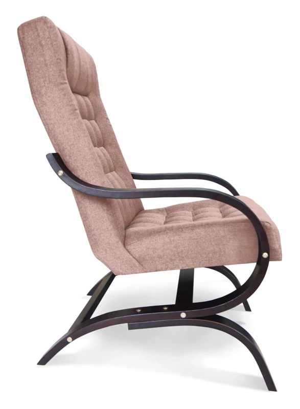 Fotel tapicerowany Finka Sisu pikowany na bukowym stelażu do salonu - jasny róż Malmo 61