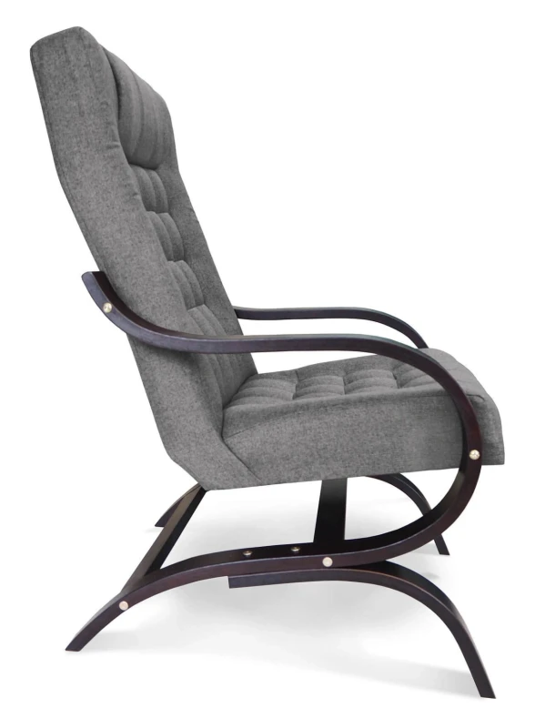 Fotel tapicerowany Finka Sisu pikowany na bukowym stelażu do salonu - jasny szary Malmo 83