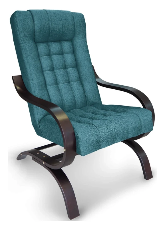 Fotel tapicerowany Finka Sisu pikowany na bukowym stelażu do salonu - turkusowy Malmo 85