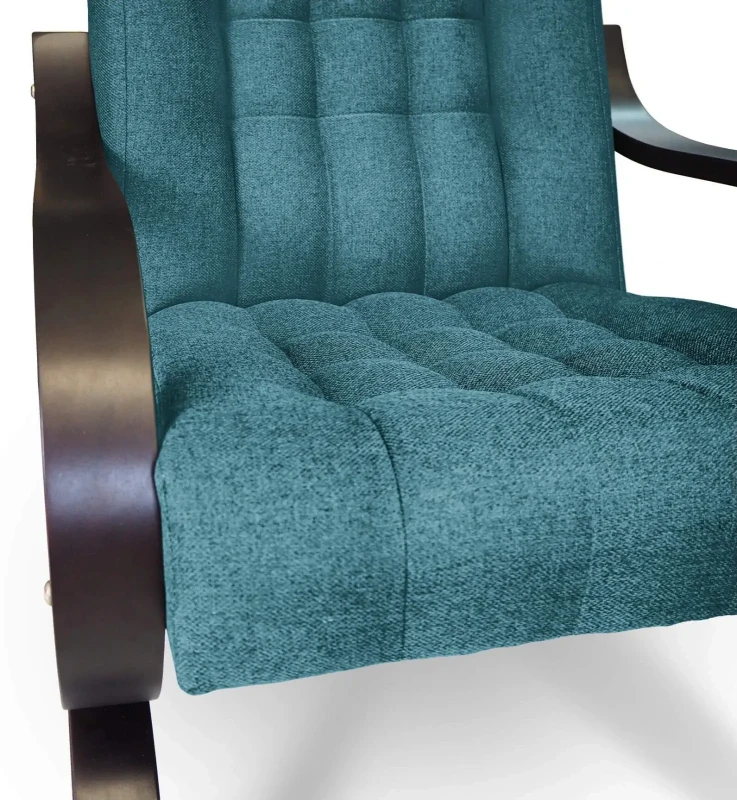 Fotel tapicerowany Finka Sisu pikowany na bukowym stelażu do salonu - turkusowy Malmo 85