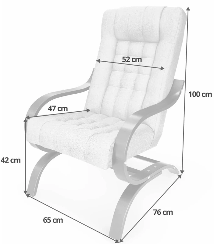Fotel tapicerowany Finka Sisu pikowany na bukowym stelażu do salonu - wymiary