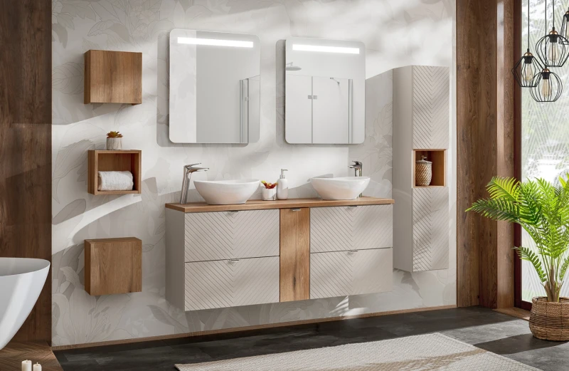 Szafka łazienkowa wysoka VIVA CASHMERE dwudrzwiowa - aranżacja