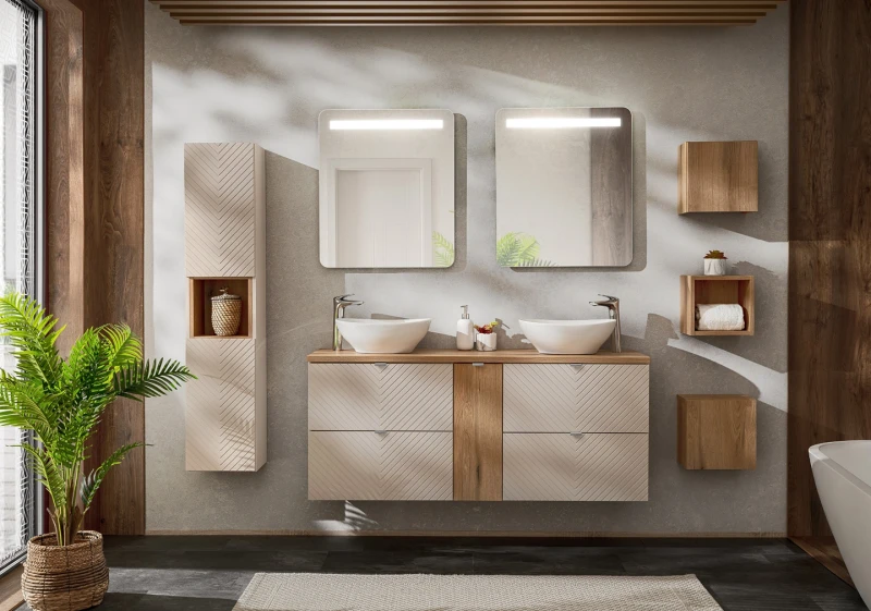 Szafka łazienkowa wysoka VIVA CASHMERE dwudrzwiowa - aranżacja