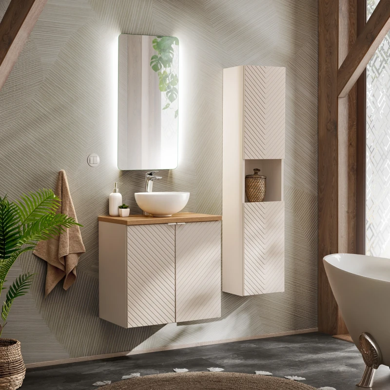 Szafka łazienkowa wysoka VIVA CASHMERE dwudrzwiowa - aranżacja
