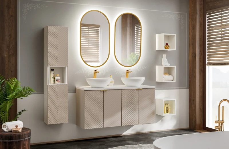 Szafka łazienkowa wysoka VIVA CASHMERE dwudrzwiowa - aranżacja